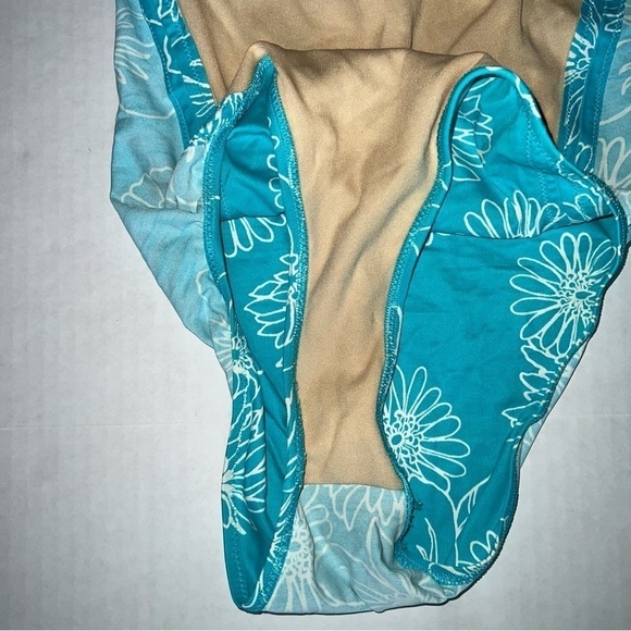Y2k 90’s Victoria’s Secret floral one piece swimsuit turquoise & white size 10 - Picture 10 of 14
